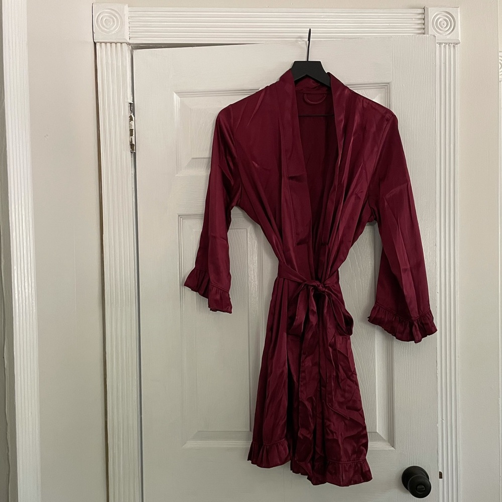 Maroon silk robe